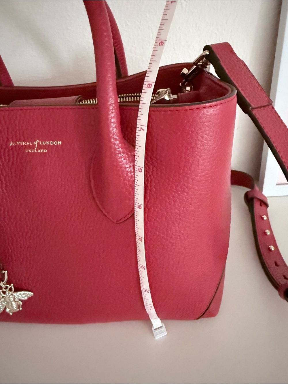 Aspinal of London Red Pebble Leather Midi Tote - Picture 11 of 13